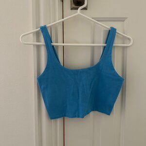 Blue cotton extra cropped tank top